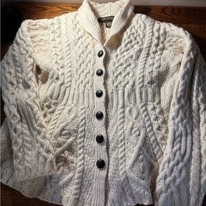 Cozy Women's Fit & Flare Cable Knit Cardigan Made in Ireland, M